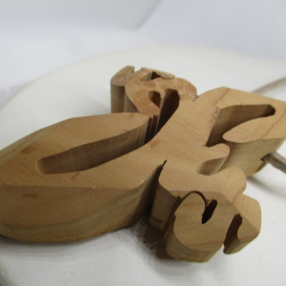 LARGE Handmade Wood JESUS CRUCIFIX Suede Leather Necklace Hand Carved Wood Jesus - Picture 7 of 9